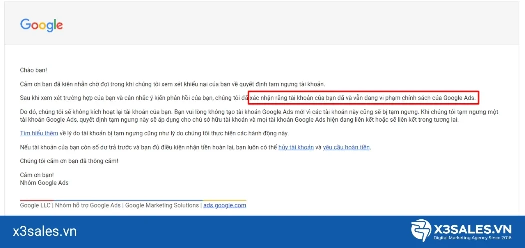Cách kháng tài khoản Google Ads bị tạm ngưng