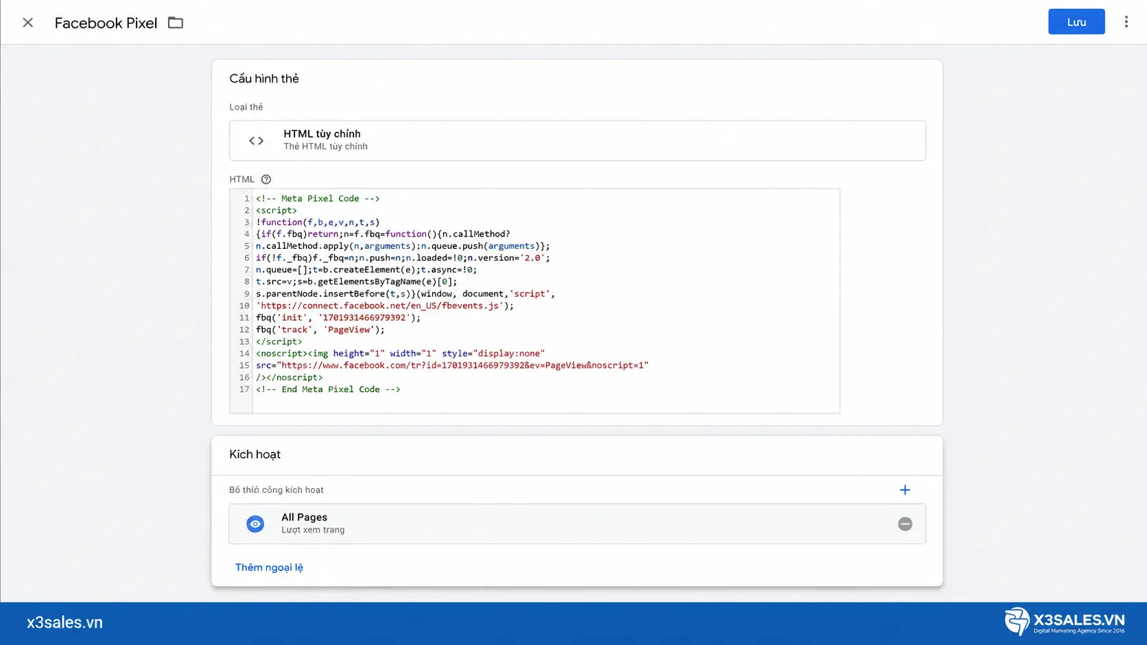 Cài Đặt Facebook Pixel Google Tag Manager