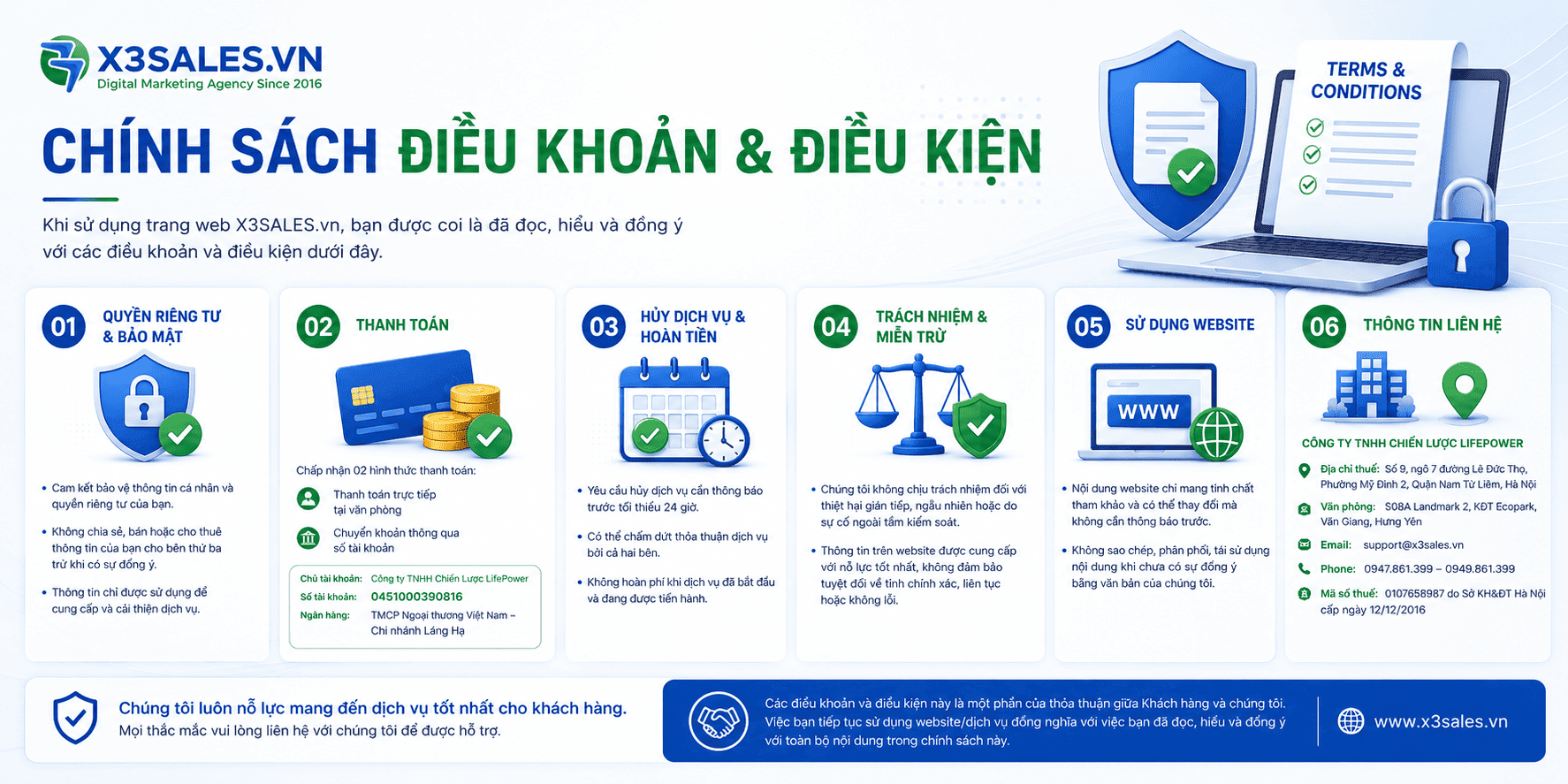Chính sách điều khoản và điều kiện X3SALES