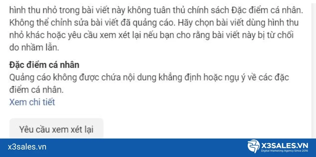 Lý do khiến quảng cáo Facebook không được duyệt