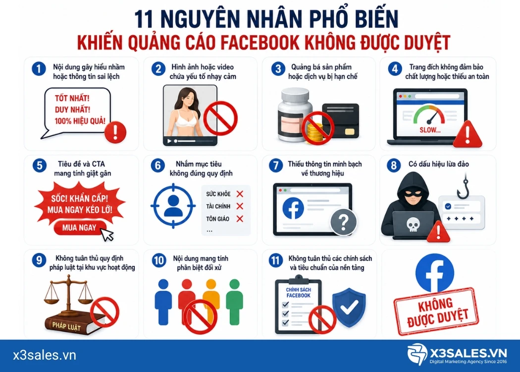 Lý do khiến quảng cáo Facebook không được duyệt