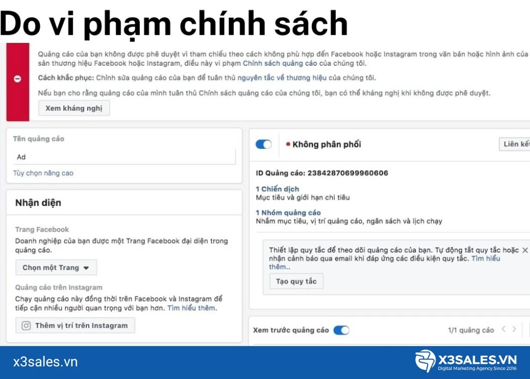 Lý do khiến quảng cáo Facebook không được duyệt
