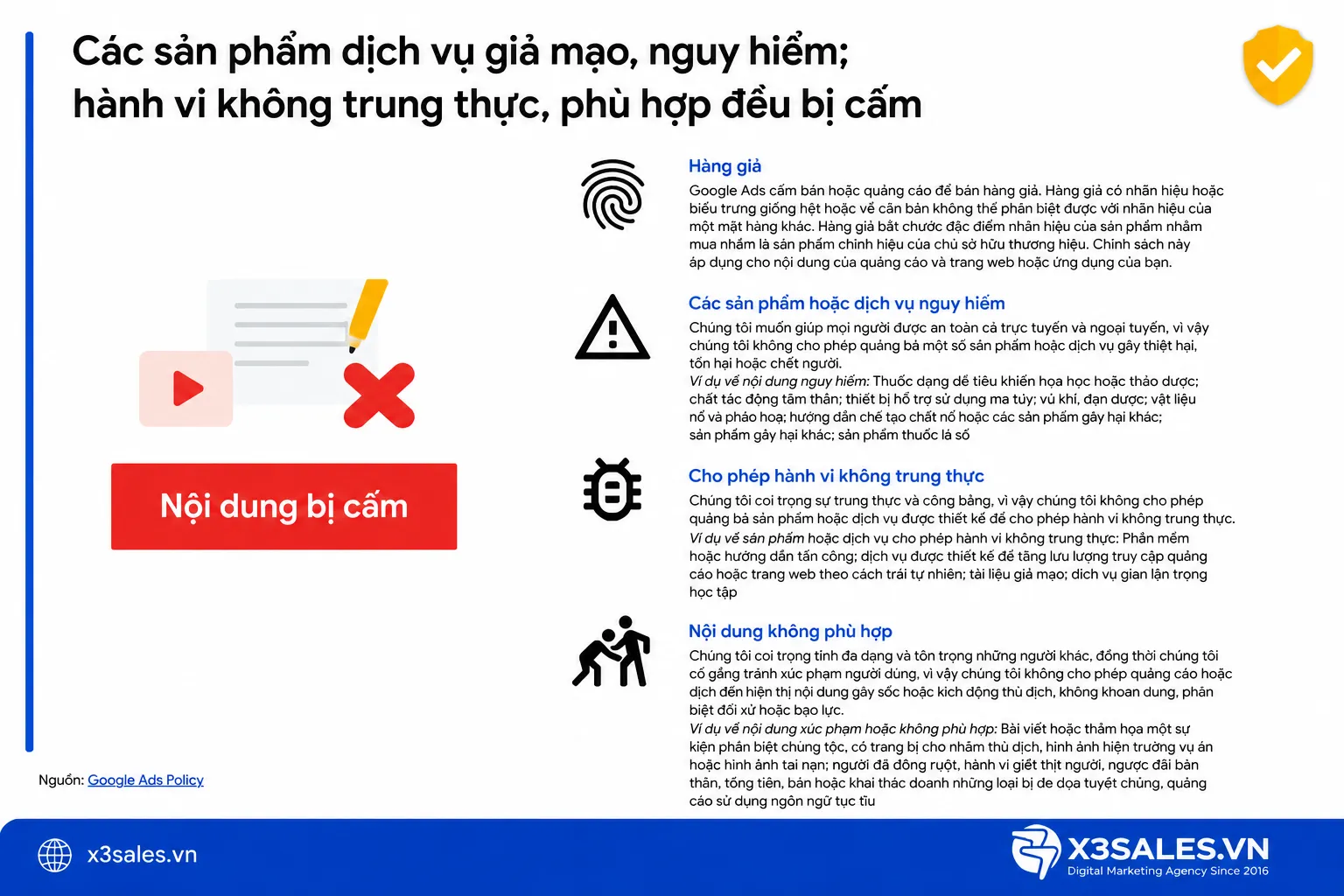 Chính sách Google Ads với những nội dung bị cấm